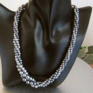 Vintage Napier gray twist Bead Necklace